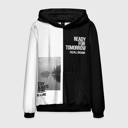 Мужская толстовка Чёрно белый Stay always close be a guide мечты / 3D-Черный – фото 1