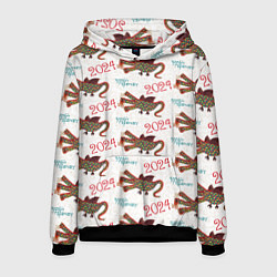 Толстовка-худи мужская Паттерн с русским драконом, цвет: 3D-черный