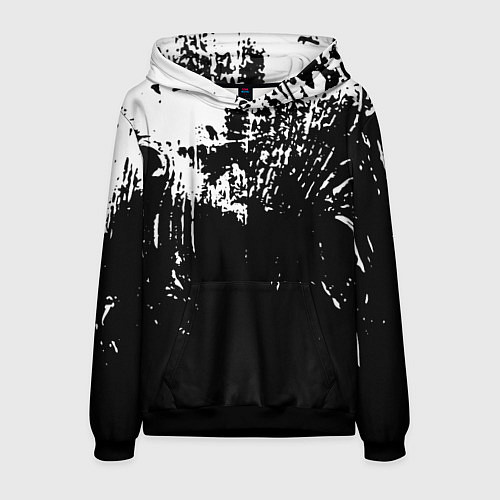 Мужская толстовка Черно-белый гранж текстуры дерева / 3D-Черный – фото 1