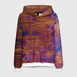 Толстовка-худи мужская Деревянная благородная текстура, цвет: 3D-белый