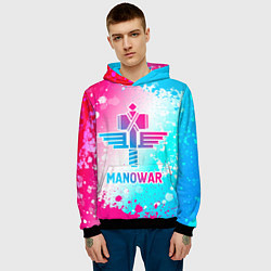 Толстовка-худи мужская Manowar neon gradient style, цвет: 3D-черный — фото 2