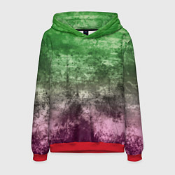Толстовка-худи мужская Абстракция - Фиолетово-зеленый бардак, цвет: 3D-красный