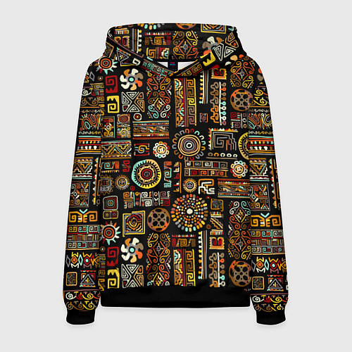 Мужская толстовка Африканский этнический орнамент / 3D-Черный – фото 1