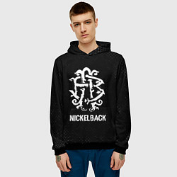 Толстовка-худи мужская Nickelback glitch на темном фоне, цвет: 3D-черный — фото 2