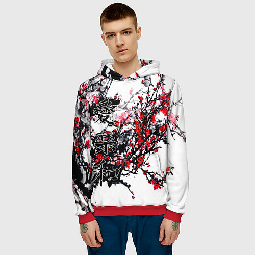 Мужская толстовка Японский стиль иероглифы / 3D-Красный – фото 3
