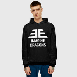 Толстовка-худи мужская Imagine Dragons glitch на темном фоне, цвет: 3D-черный — фото 2