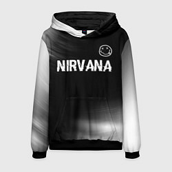 Толстовка-худи мужская Nirvana glitch на темном фоне посередине, цвет: 3D-черный