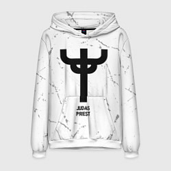 Толстовка-худи мужская Judas Priest glitch на светлом фоне, цвет: 3D-белый
