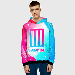Толстовка-худи мужская Paramore neon gradient style, цвет: 3D-черный — фото 2
