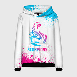 Толстовка-худи мужская Scorpions neon gradient style, цвет: 3D-черный