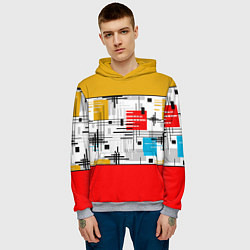 Толстовка-худи мужская Узор красного горчичного цвета, цвет: 3D-меланж — фото 2
