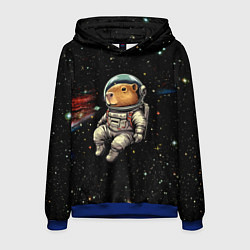Толстовка-худи мужская Капибара бравый космонавт - фантазия, цвет: 3D-синий