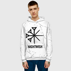 Толстовка-худи мужская Nightwish glitch на светлом фоне, цвет: 3D-белый — фото 2