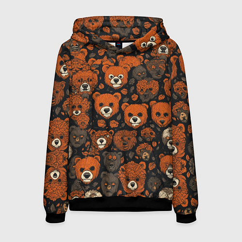 Мужская толстовка Мишки сердитые / 3D-Черный – фото 1