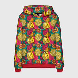 Толстовка-худи мужская Банановые грозди, цвет: 3D-красный