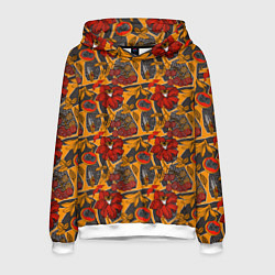 Толстовка-худи мужская Цветочное разноцветье, цвет: 3D-белый