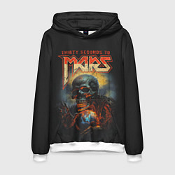 Толстовка-худи мужская Thirty seconds to mars skull, цвет: 3D-белый