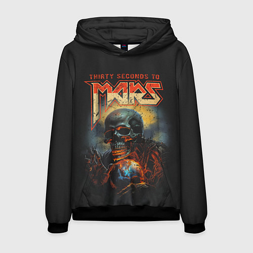 Мужская толстовка Thirty seconds to mars skull / 3D-Черный – фото 1