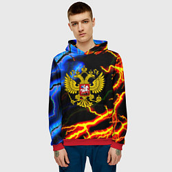 Толстовка-худи мужская Россия наша страна герб шторм, цвет: 3D-красный — фото 2