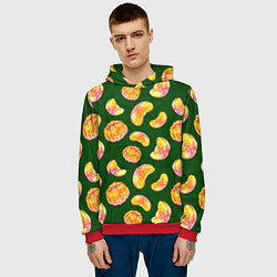 Толстовка-худи мужская Мандариновые дольки, цвет: 3D-красный — фото 2