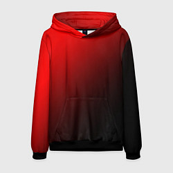 Толстовка-худи мужская Градиент красно-чёрный диагональ, цвет: 3D-черный