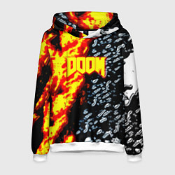 Толстовка-худи мужская Doom огненное лого, цвет: 3D-белый