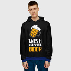 Толстовка-худи мужская Wish you were beer, цвет: 3D-синий — фото 2