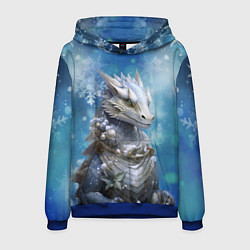 Толстовка-худи мужская Зимний дракон, цвет: 3D-синий