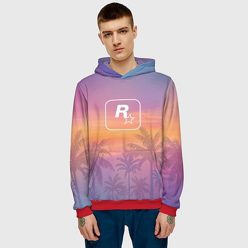 Мужская толстовка GTA 6 - first art / 3D-Красный – фото 3