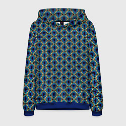 Толстовка-худи мужская Чёрно-синий узоры капельки, цвет: 3D-синий