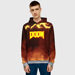 Толстовка-худи мужская Doom storm огненное лого, цвет: 3D-меланж — фото 2