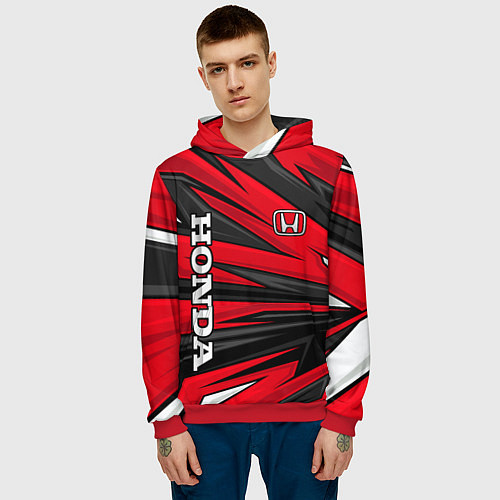 Мужская толстовка Red sport - honda / 3D-Красный – фото 3