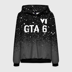 Толстовка-худи мужская GTA 6 glitch на темном фоне посередине, цвет: 3D-черный