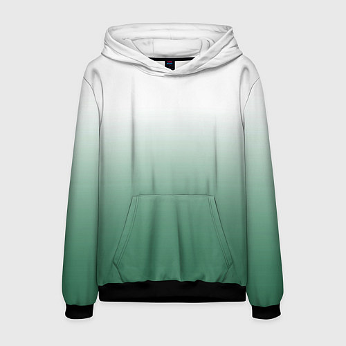Мужская толстовка Туманный градиент бело-зелёный / 3D-Черный – фото 1