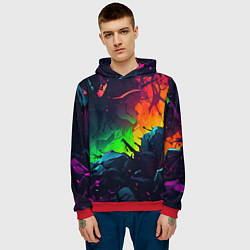 Толстовка-худи мужская Яркие пятна абстракции, цвет: 3D-красный — фото 2