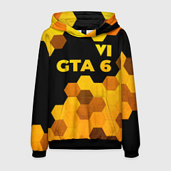 Толстовка-худи мужская GTA 6 - gold gradient посередине, цвет: 3D-черный