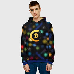 Толстовка-худи мужская Bitcoin logo criptomoney, цвет: 3D-синий — фото 2