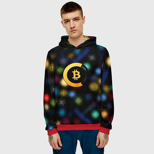 Мужская толстовка Bitcoin logo criptomoney / 3D-Красный – фото 3