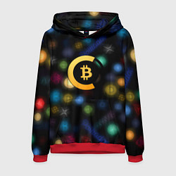 Толстовка-худи мужская Bitcoin logo criptomoney, цвет: 3D-красный