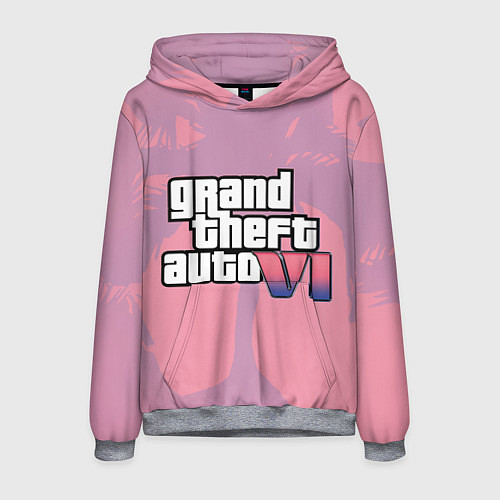 Мужская толстовка GTA 6 pink / 3D-Меланж – фото 1