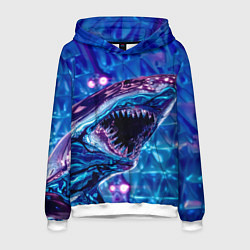 Толстовка-худи мужская Фиолетовая акула, цвет: 3D-белый