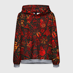 Толстовка-худи мужская Ёлочные игрушки и ёлки, цвет: 3D-меланж