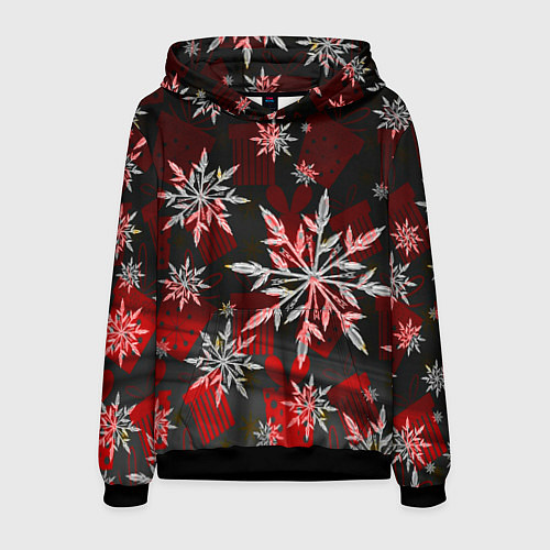 Мужская толстовка Рождественские снежинки / 3D-Черный – фото 1