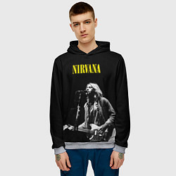 Толстовка-худи мужская Группа Nirvana Курт Кобейн, цвет: 3D-меланж — фото 2
