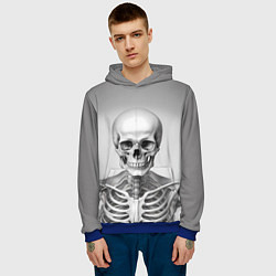 Толстовка-худи мужская Скелет черно белый, цвет: 3D-синий — фото 2