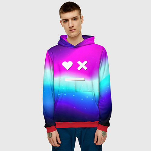 Мужская толстовка Love death robots neon gradient serial / 3D-Красный – фото 3