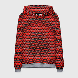 Толстовка-худи мужская Красные и чёрные треугольники, цвет: 3D-меланж