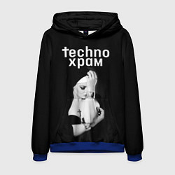 Толстовка-худи мужская Techno храм монашка с золотыми браслетами, цвет: 3D-синий