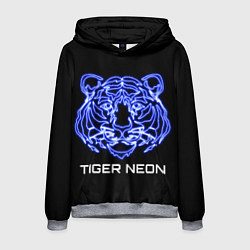 Толстовка-худи мужская Tiger neon art, цвет: 3D-меланж
