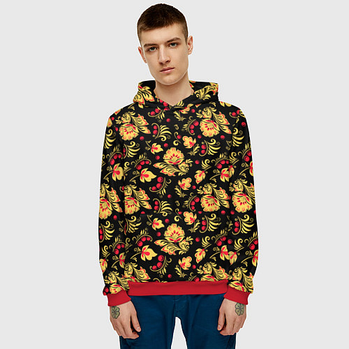 Мужская толстовка Русский узор / 3D-Красный – фото 3